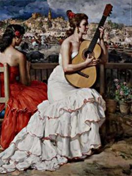 Gitana Con Guitarra Artwork by Francisco Rodriguez Sanchez Clement