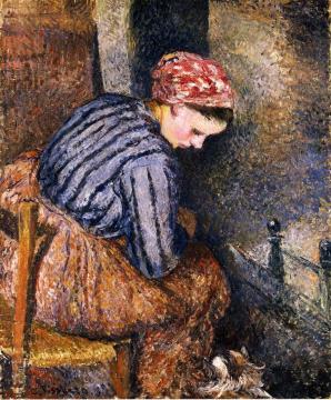 Peasant Woman Warming Herself Artwork by Camille Pissarro