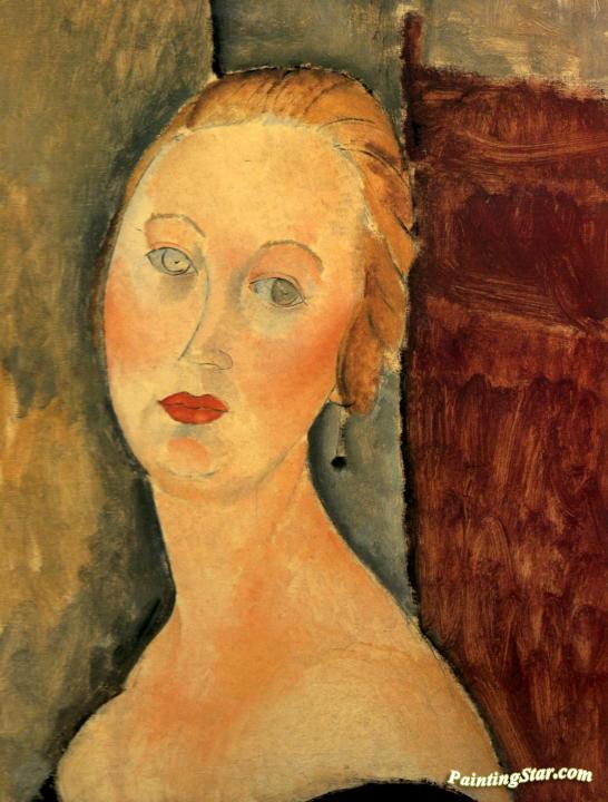 Germaine Survage with Earrings Artwork by Amedeo Modigliani