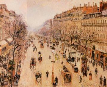 Boulevard Montmartre: Morning, Grey Weather Artwork by Camille Pissarro
