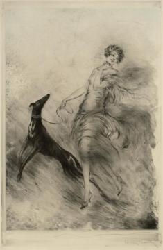 Lady With A Dog Artwork by Louis Icart