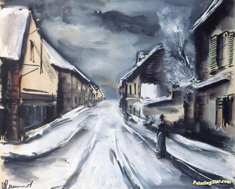 Street Scene In The Snow Artwork by Maurice De Vlaminck