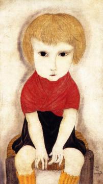 Little Girl with a Red Blouse Artwork by Tsuguharu Foujita