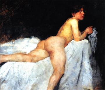 Reclining Nude Artwork by Wilhelm Trübner