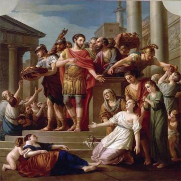 Marcus Aurelius Distributing Bread To The People Artwork by Joseph Marie Vien
