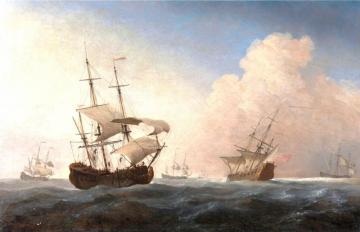 English Warships Heeling In The Breeze Offshore Artwork by Willem van de Velde the Younger