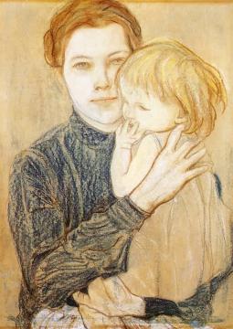 Portrait Of Salomea Hankiewiczowa And Her Daughter Artwork by Stanislaw Wyspianski