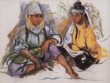 Two Moroccan Women Artwork by Zinaida Serebriakova