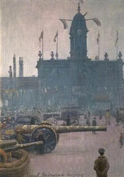 Scene In Market Place, Derby, During Gun Week Artwork by Ernest Townsend