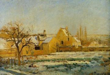 The Effect of Snow at l'Hermitage Artwork by Camille Pissarro