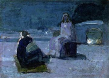 Study For Christ And Nicodemus On A Rooftop Artwork by Henry Ossawa Tanner
