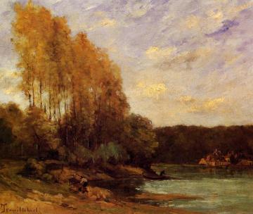 Early Autumn On A Lake Artwork by Paul-Desire Trouillebert