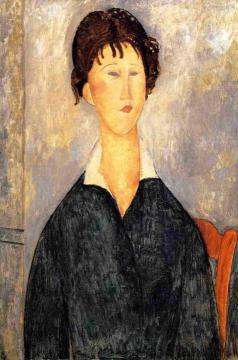 Portrait of a Woman with a White Collar Artwork by Amedeo Modigliani