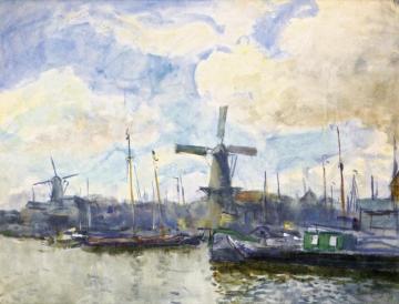 Mills And Boats Artwork by Kees Van Dongen
