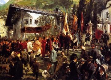 Corpus Christi Procession At Hofgastein Artwork by Adolph von Menzel