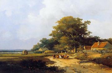 Farmer With Herd On Countryroad Artwork by Johan Hendrik Weissenbruch