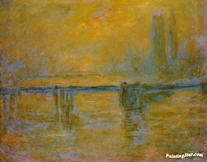 Charing Cross Bridge, Fog Artwork by Claude Oscar Monet