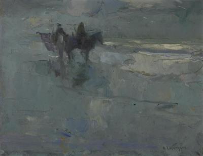 Mounted Shrimp Fishers, Belgium Artwork by Armin Hansen