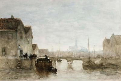 A View On Het Spaarne, Haarlem Artwork by Jan Weissenbruch