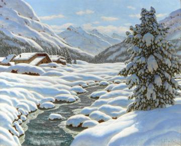 Winter Scene In The Alps Artwork by Ivan Fedorovich Choultse