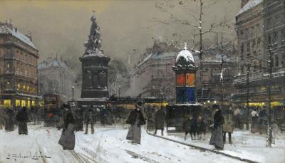 La Place De Clichy,paris Artwork by Eugene Galien-Laloue