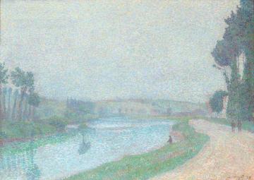 Banks of the Oise at Dawn, Pontoise Artwork by Louis Hayet