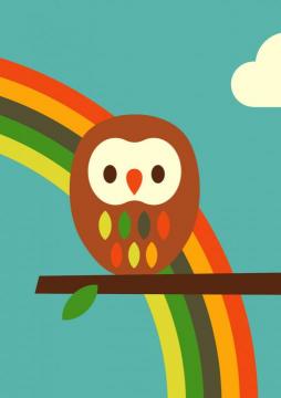 OWL AND RAINBOW Artwork by Dicky Bird
