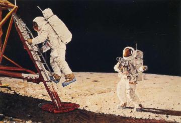 The Final Impossibility: Man's Tracks On The Moon Artwork by Norman Rockwell