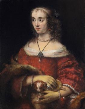 Portrait Of A Lady With A Lap Dog Artwork by Rembrandt van Rijn