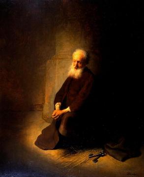 St.peter In Prison (the Apostle Peter Kneeling) Artwork by Rembrandt van Rijn