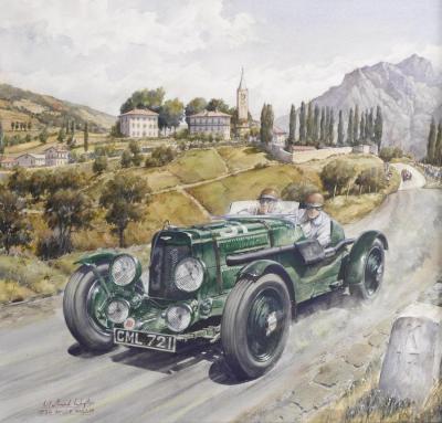 Aston Martin Ulster 1936 Mille Miglia Artwork by Michael Wright