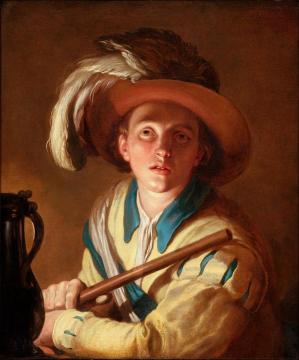 The flute player Artwork by Abraham Bloemaert