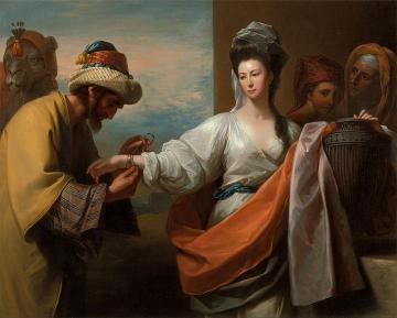 Isaac's Servant Tying The Bracelet On Rebecca's Arm Artwork by Benjamin West