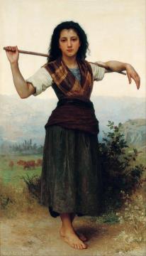 Pastourelle (the Little Shepherdess) Artwork by William Adolphe Bouguereau