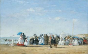 Fashionable Figures On The Beach Artwork by Eugène-Louis Boudin