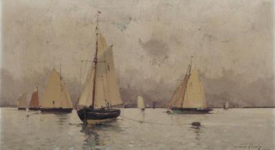 Zeilboten Artwork by Eugene Galien-Laloue