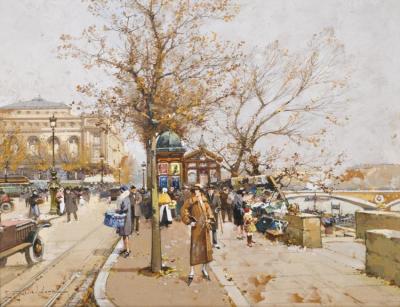 La Place Du Chatelet A Paris Artwork by Eugene Galien-Laloue