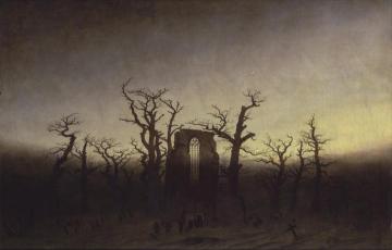 Abbey Among Oak Trees Artwork by Caspar David Friedrich
