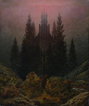 Cross and cathedral in the mountains Artwork by Caspar David Friedrich