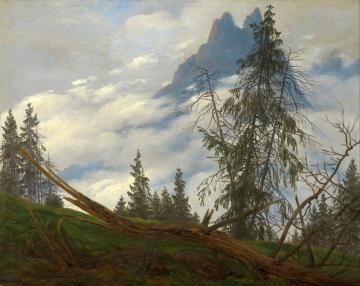 Mountain Peak With Drifting Clouds Artwork by Caspar David Friedrich
