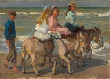 Donkey riding Artwork by Isaac Israels