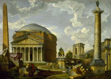 Fantasy View With The Pantheon And Other Monuments Of Ancient Rome Artwork by Giovanni Paolo Pannini