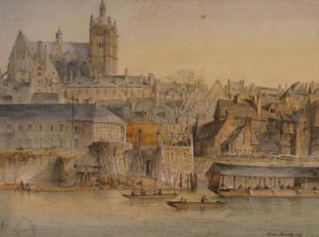 La Ville Du Mans En 1854 Avec L'ancien Quartier De Gourdaine, Aujourd'hui Disparu. Artwork by Louis Moullin