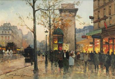 Busy Boulevard By The Porte Saint-denis Artwork by Eugene Galien-Laloue