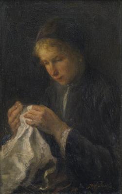 Woman Sewing Artwork by Jozef Israels