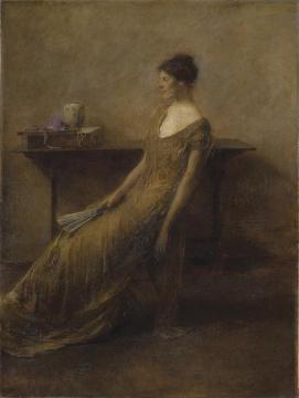 Lady In Gold Artwork by Thomas Wilmer Dewing