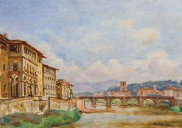 Ponte Alle Grazie We Florencji, 1932 Artwork by Jozef Pankiewicz