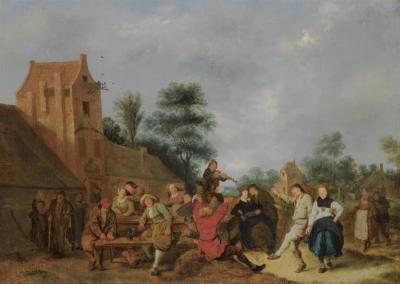 A Merry Company Outside An Inn Artwork by Jan Miense Molenaer