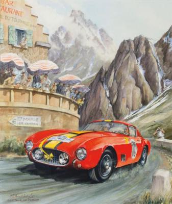 The Winning Ferrari 250gt Berlinetta Of Gendebien And Bianchi On The Col Du Tourmalet Artwork by Michael Wright