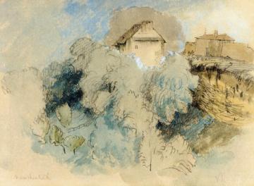 Houses at Heuchatel, Switzerland Artwork by John Ruskin